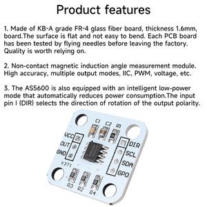 Encodeur magnétique Ransanx AS5600 12 bits avec sortie I2C PWM, module d'alimentation 3.3V 5V, connecteur à broches - Product Image 6