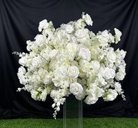 Allée de fleurs artificielles en soie blanches faites à la main pour mariage, décoration florale en soie artificielle, allée de roses blanches de 200 cm