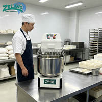 Amasadora Espiral Pequeña de Acero Inoxidable para Panadería Comercial, 4kg-25kg Harina, 10L-60L Tazón, para Trigo y Maíz, con Temporizador Ajustable y Protección contra Sobrecarga