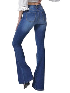 Jeans vintage à taille haute et coupe évasée |   Pantalon en jean rétro euro-américain coupe <span class=keywords><strong>skinny</strong></span> pour femme, respirant, pour usage quotidien - Product Image 4