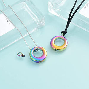 Colgante de urna de cremación para cenizas para <span class=keywords><strong>hombre</strong></span> y mujer, collar de acero inoxidable, círculo de la vida, eternidad, colgante conmemorativo, soporte para cenizas - Product Image 4