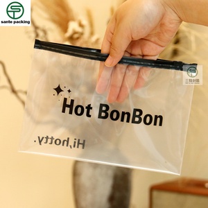 Custom Clear Sealing Zipper Lock Bag Printed Bra Packaging CPE Material Recyclable Eco-Friendly for Underwear Clothing Socks - Product Image 1