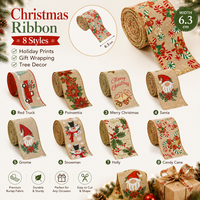 Ruban en toile de jute synthétique imprimé Noël, rouleau de ruban pour couronnes d'arbre, guirlandes, escaliers, nœuds cadeaux, décorations de fêtes, fournisseur en gros