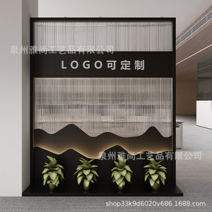 Mampara de vidrio esmerilado de estilo chino moderno para entrada de oficina con logotipo personalizado para divisor de espacios en el hogar o la oficina - Product Image 3