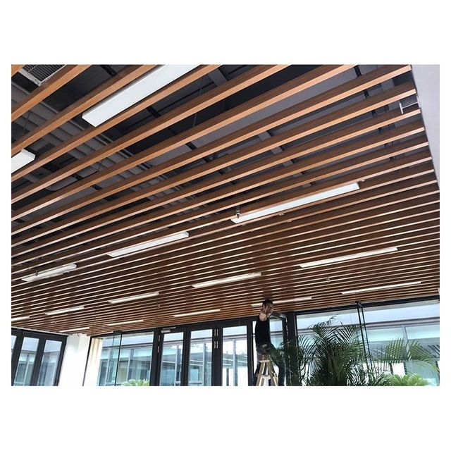 Interior Decor Metal Aluminium Ceiling Tiles Linear Material Wood Grain Aluminum False Baffle Ceiling for Beautiful Restaurant