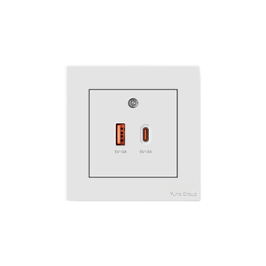 YUHE Black Universal Wall Socket 2 Outlets 1 USB-C 1 USB-A 10W 110-250V Standard Grounding - Product Image 5