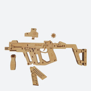 Juguetes Novedosos 2025 3D <span class=keywords><strong>Puzzle</strong></span> kit <span class=keywords><strong>Bug</strong></span> una pistola a mosca di sale in legno assemblare completamente Auto banda di gomma mitragliatrice - Product Image 4