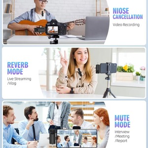 2025 nouveau Kit <span class=keywords><strong>Vlogging</strong></span> enregistreur vocal revers micro musique Studio Podcast équipement 3 en 1 Lavalier Mini Portable sans fil <span class=keywords><strong>Microphone</strong></span> - Product Image 3