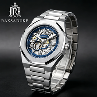 Montre squelette RAKSA DUKE pour homme, bracelet en acier, montre mécanique automatique pour la vente en gros