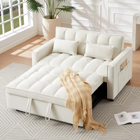 Canapé-lit convertible 2 places en velours capitonné 2-en-1 avec oreillers, mobilier de salon moderne et minimaliste pour petits espaces, confortable