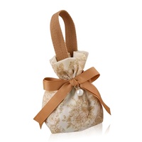 Kantong Serut Katun Biodegradable dengan Cetakan Bunga Kustom untuk Cincin Gelang Perhiasan Hadiah & Tas Kemasan Pernikahan