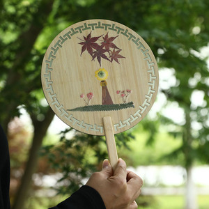 Bamboo Dried Flower Round Fan Real Flower <b>Retro</b> Fan Souvenir <b>Gift</b> Bamboo Crafts - Product Image 3