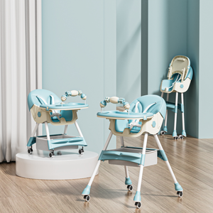 Seggiolone Multifunzionale per Bambini, Set Pieghevole con Cuscino in Plastica, Porta Giocattoli, Altezza Regolabile, Cintura a Cinque Punti, 0-12 Mesi - Product Image 2