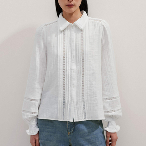 Camicetta <span class=keywords><strong>a</strong></span> <span class=keywords><strong>maniche</strong></span> lunghe con rifiniture in pizzo pieghettato all'ingrosso della fabbrica manica <span class=keywords><strong>a</strong></span> <span class=keywords><strong>palloncino</strong></span> personalizzata <span class=keywords><strong>camicia</strong></span> da donna in cotone bianco spessa - Product Image 3