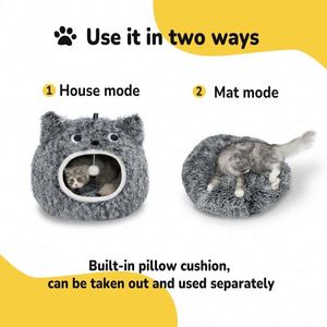 Échantillon Gratuit Lit pour Chat, Lits pour Chats d'Intérieur Lavables, Niche Chaude et Mignonne pour Chat, Grande Niche pour Chat et Chien, Lit pour Chat Douillet en Peluche avec Capuche - Product Image 3