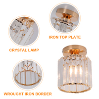 Plafonnier moderne en cristal doré pour couloir intérieur avec douille E27, max 40W, certifié CE, éclairage de couloir