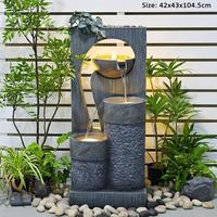 Fuente de Agua Interior Geométrica con Luz LED, Efecto Cascada, Fácil Montaje, Impermeable IP44, Decoración para Jardín y Patio