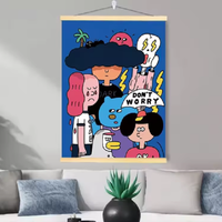 UTE GZ-001 Poster Seni Dinding Cetak Sublimasi Kustom Kanvas Dekorasi Rumah Gantung Warna-Warni Anime Modern Ulang Tahun Tanpa Bingkai