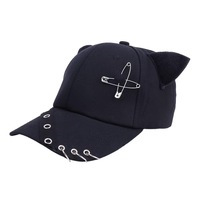 Casquette de baseball unisexe pour enfants, en coton respirant, à 6 panneaux, avec design de rivets sur les oreilles, style tendance et décontracté, effet amincissant pour le visage, collection Printemps-Automne