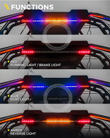 Barre lumineuse arrière LED IP67 ultra-mince 4D 9 modes stroboscopiques clignotants, feux de freinage, feux de marche arrière et de poussière pour SSV ATV UTV RZR 4X4 SXS