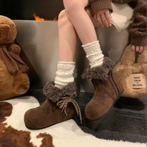 Stivali da neve in vera lana di vera pelle con nuovo Design 2026 scarpe invernali alla caviglia e punta in pile foderate - Product Image 3