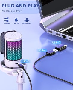 Micrófono USB Cardioide Blanco RGB para Juegos, Nuevo y Económico, con Soporte de Escritorio para PC, Grabación y Podcast, 2026 - Product Image 4