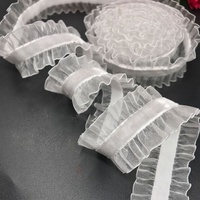 Dentelle plissée en mousseline de soie décorative, garniture élastique à volants