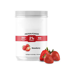 En stock Poudre de protéine de lactosérum | Fraise | 21g 100% poudre de protéine d'isolat de lactosérum | Faible en glucides et <span class=keywords><strong>sans</strong></span> <span class=keywords><strong>lactose</strong></span> | <span class=keywords><strong>Sans</strong></span> <span class=keywords><strong>gluten</strong></span> - Product Image 1