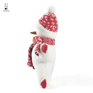 Christmas Holiday Decor Star Shaped White Snowman With Scarf Hat Ultra Soft Plush Cushion Pillow For Home Sofa