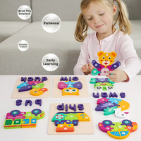 Jeu éducatif en bois 3D coloré en forme de chien pour enfants de 2 à 4 ans, puzzle avec emballage en sac OPP, unisexe