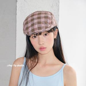 Feytiy rétro à la mode béret <span class=keywords><strong>peintre</strong></span> chapeau pour femmes minceur <span class=keywords><strong>grille</strong></span> à bulles approfondi avant scène décontractée Applicable - Product Image 2