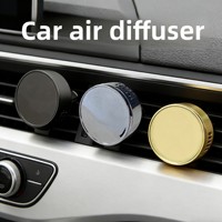 Diffuseur de parfum de luxe en métal doré pour grille d'aération de voiture, mini diffuseur rond en alliage de 3,8 cm, clip de parfum rechargeable pour véhicule