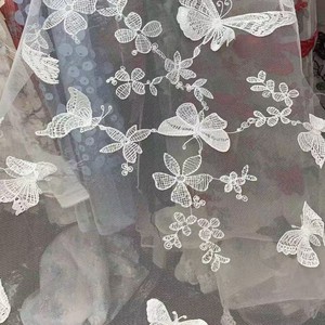 <span class=keywords><strong>Tissu</strong></span> en dentelle papillon <span class=keywords><strong>blanc</strong></span>, <span class=keywords><strong>tissu</strong></span> brodé 3D, <span class=keywords><strong>tissu</strong></span> papillon <span class=keywords><strong>transparent</strong></span>, tulle en dentelle papillon pour robe d'enfant - Product Image 3