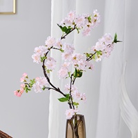 Ranting Bunga Sakura Buatan Sutra Warna Pink Muda Multi Ranting untuk Dekorasi Meja Pernikahan Musim Semi Grosir