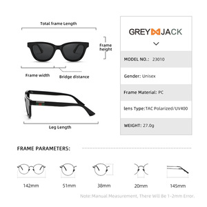 Lunettes de soleil Greyjack unisexes, monture PC, verres TAC, protection UV400, style œil de chat, lunettes de soleil tendance - Product Image 4