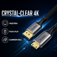 Câble DP vers Mini HDMI 4K120Hz, adaptateur DP vers Mini HDMI, câble tressé avec coque en aluminium pour caméra et moniteur