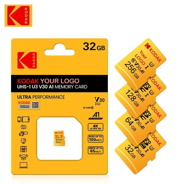 KODAK memory 64 gb  16G 32G 128G Class 10 U1 UHS-1 Micro Full HD Video 80MB/S TF Memory Card