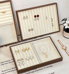 Nouveau haut <span class=keywords><strong>de</strong></span> gamme lumière luxe noyer bois Grain anneau boucles d'oreilles collier Bracelet bijoux affichage <span class=keywords><strong>plateau</strong></span> <span class=keywords><strong>de</strong></span> rangement - Product Image 5