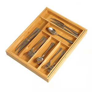 Bamboo cutlery <b>storage</b> <b>box</b>, multi-compartment bamboo knife <b>box</b>, minimalist style. - Product Image 1