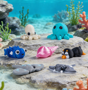Jouet articulé en forme d'animal marin imprimé en 3D pour le jeu aquatique, figurine miniature de créature marine, cadeau éducatif pour enfant sur la biologie marine - Product Image 5