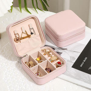 Mini quadrato di lusso portatile gioielli in pelle sintetica portaoggetti per matrimonio regalo anello collana porta gioielli da viaggio confezione