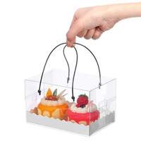 Boîtes d'emballage pour desserts portables, pliables et écologiques, gaufrées pour sandwichs, hamburgers, pâtisseries - Cadeau en plastique recyclé transparent