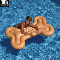 Matelas flottant gonflable en PVC robuste en forme d'os pour piscine, marron, pour enfants et adultes