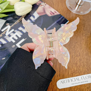 Jepit rambut cakar kupu-kupu 7cm penjepit rambut asetik berkilau kustom aksesori rambut wanita Fashion Korea klip rambut pesta harian - Product Image 5