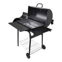 Fabricant professionnel de barbecue au charbon de bois en acier robuste et lourd avec chariot, fumoir de jardin en forme de baril pour l'extérieur