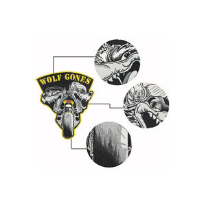 オートバイバイカーベストバックパッチウルフ刺Embroideredパッチ - Product Image 1