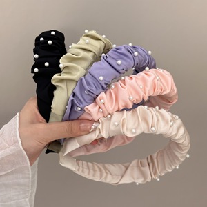 Nouvelle arrivée perle arc-en-ciel couleur plissé bandeaux pour femmes <span class=keywords><strong>facile</strong></span> Match sorties été cheveux accessoires en gros - Product Image 1