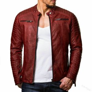 Offre Spéciale décontracté mode hommes vestes en <span class=keywords><strong>cuir</strong></span> pour motard en détresse <span class=keywords><strong>moto</strong></span> Faux Slim surdimensionné veste en <span class=keywords><strong>cuir</strong></span> pour hommes - Product Image 4