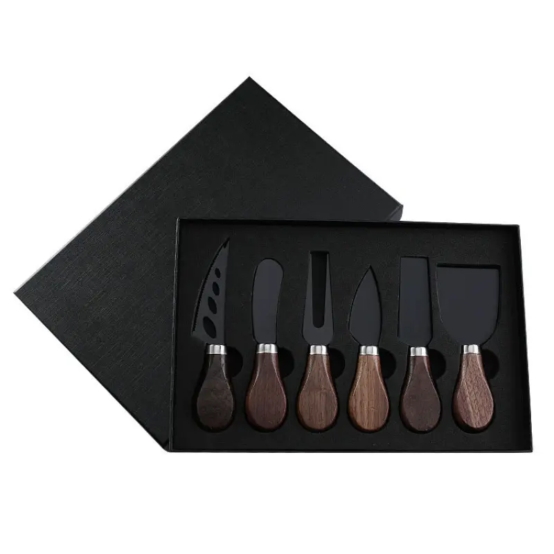 Holzgriff Stahl Edelstahl 6 Stück Käse messer Set Käses ch neider Cutter Käse gabel Streu messer für Geschenkset