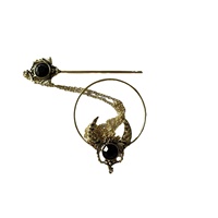 Épingle à cheveux vintage en forme de croissant de lune Kun Hong, accessoires baguette de sorcière viking plaquée argent, coiffe en alliage pour filles, 15 cm, cadeau